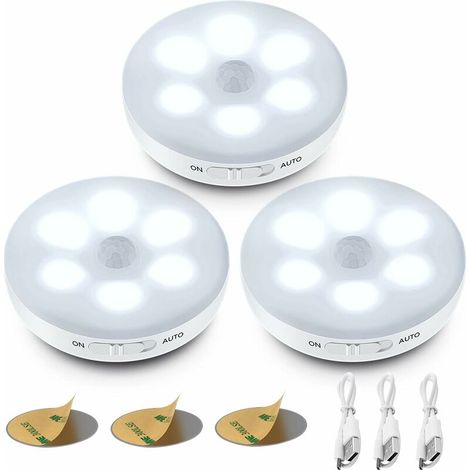 Wiederaufladbare Led-nachtlicht Mit Bewegungsmelder – Usb-klebeleuchte – 60 Lumen – Einfache Installation Ohne Werkzeuge