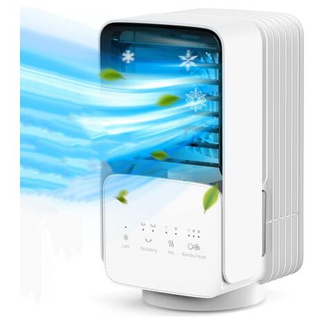 Tonchean – Leise Mobile Klimaanlage 4-in-1 – Luftkühler, Ventilator, Luftbefeuchter – 700 Ml Wassertank, 3 Geschwindigkeitsstufen (modell Ohne Oszillation)