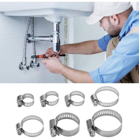 60 Stück Edelstahl-schlauchklemmen 8-38mm, Verstellbare Rohrschellen Aus Stahl, Sortiertes Set Mit 7 Größen Für Haushalt, Wasserschläuche, Autotanks Und Rohre