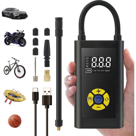 Tragbarer Luftkompressor, Autoreifen-aufblaspumpe, Kabellose Elektrische Pumpe 150 Psi Mit Digitalem Lcd-display, Typ-c Aufladbar, Led-lampe
