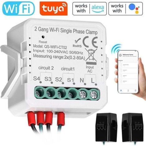 Enowelir Bidirektionaler Einphasen-energiezähler 80a Mit Pv-solarzange, Wifi, Mobile Steuerung, Timer-programmierung, Smart-home-gerät