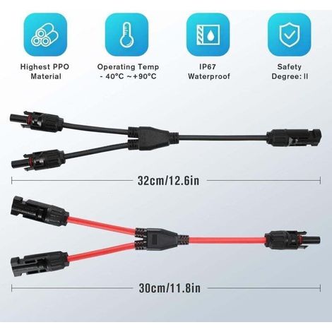 Professioneller Solarmodul-steckverbinder-kabel (1 Bis 2 Zweige) Y-steckverbinder Für Solarkabel, Mmf + Ffm Solaradapter, 1 Paar