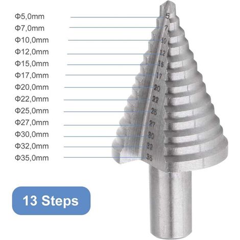 Hss-stufenbohrer, Konischer Fräser Mit Doppelnut (5mm-35mm) Mit Titanbeschichtung, Robust, Perfekt Für Schrauber Und Bohrungen In Stahl, Holz, Kunststoff, Messing, Aluminium, Pvc (schaft