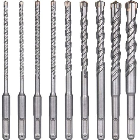 Minkurow Betonbohrer, 9 Stück (5 Mm 16 X 160 Mm), Sds-plus Schlagbohrer Für Elektrische Schlagbohrmaschine, Kreuzbohrer Für Ziegel, Stein, Naturstein, Metall