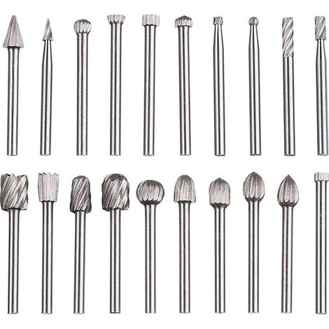 Satz Von 20 Hss-rotationsfeilen Aus Hartmetall – Schaftdurchmesser 1/8 Zoll (3 Mm) – Für Bildhauerei, Gravur, Bohren Und Polieren Von Metallen