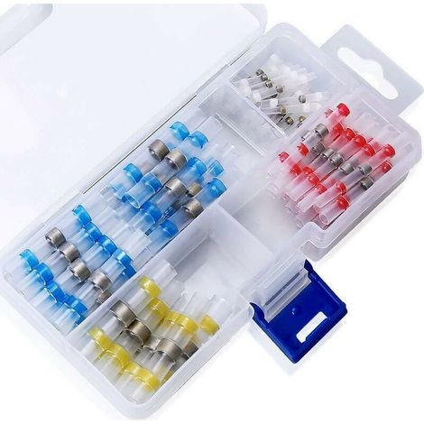 Lötverbinder, Schrumpfschlauch-löt-stoßverbinder, Wasserdichte Isolierte Elektrische Steckverbinder Aus Kupfer Für Marine- Und Automobileinsatz (23 Rote, 12 Blaue, 10 Weiße, 5 Gelbe) 50 Stück