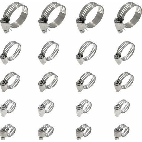 20 Stück Schlauchklemmen, Verstellbare Schlauchklemmen 16-25 Mm, 304 Edelstahl-schlauchklemmen, Metallene Schlauchklemmen, Für Schläuche, Hausgas, Haushaltswasserleitungen, Kabel, Wasserhähne Usw.