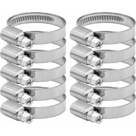 Schlauchklemmen, Verstellbar 27-51mm, Sortiment Aus Edelstahl 304, Schlauchschellen Für Haushalt, Wasserrohre, Gas, Autotubes, Hähne, 10 Stück (12mm)