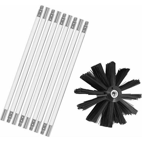 Kaminkehr-set, Kamin-reinigungswerkzeug, Bürsten-set Mit 9 Flexiblen Stangen (je 410 Mm) Und Bürstenköpfen Für Holzöfen