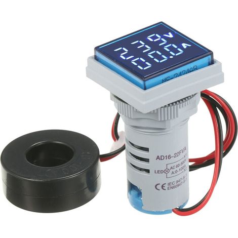 (bleu) Mini Digitales Volt-ampere-meter, Doppel-led-anzeige Für Spannung Und Strom, Ac-panel-messgerät Ac60-500v Ac0-100a