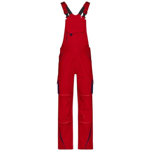 James&nicholson - Funktionelle Latzhose JN848 Gr. 54 red/navy