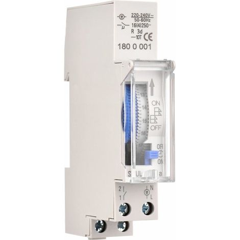 24-stunden-zeitschaltuhr, Mechanisch, 15 Minuten Mindestzeit, Hutschienenmontage, Integrierter Akku, Sul180a Ac220-240v Grau - Sul180a Ac220-240v Grau