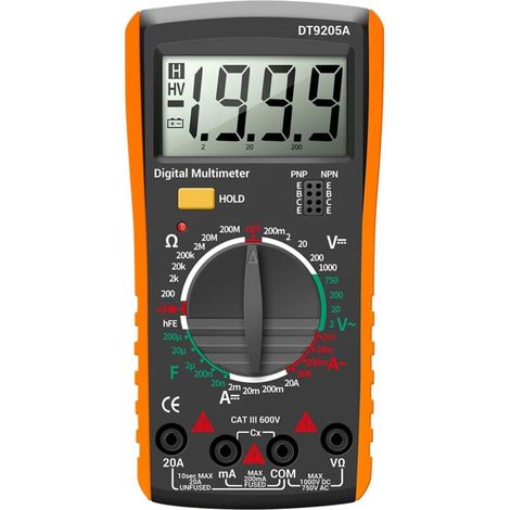 Multifunktions-digitalmultimeter Dt9205a, Ac/dc Strom- Und Spannungsmessgerät, Kapazitäts- Und Widerstandstester Für Industrielle Und Häusliche Anwendungen (orange)