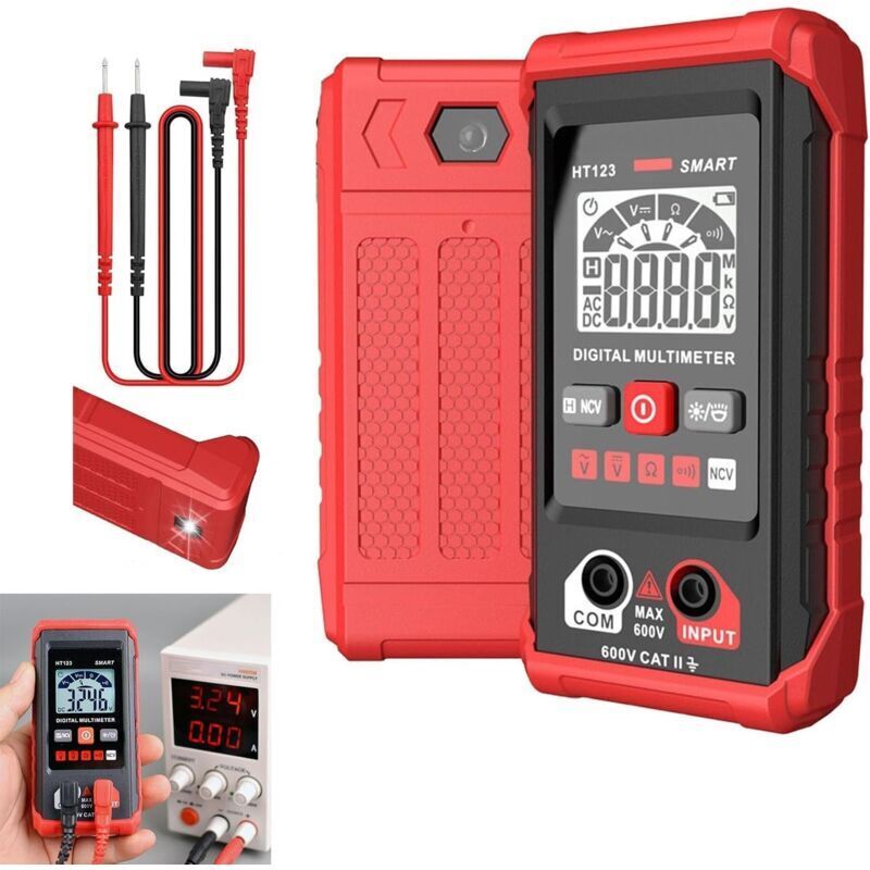 Automatisches Digitalmultimeter – Smart-auto-modus – Berührungslose Spannungserkennung – Überlastschutz – Hintergrundbeleuchtetes Display - Ht123