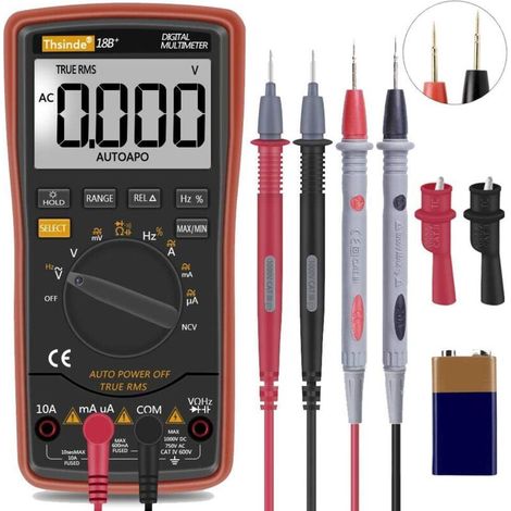 Automatisches Trms-digitalmultimeter 6000 Mit Batterieklemmen, Testkabeln, Ac/dc-spannungsmessung, Spannungsalarm, Multitester/diode Amp/ohm/volt