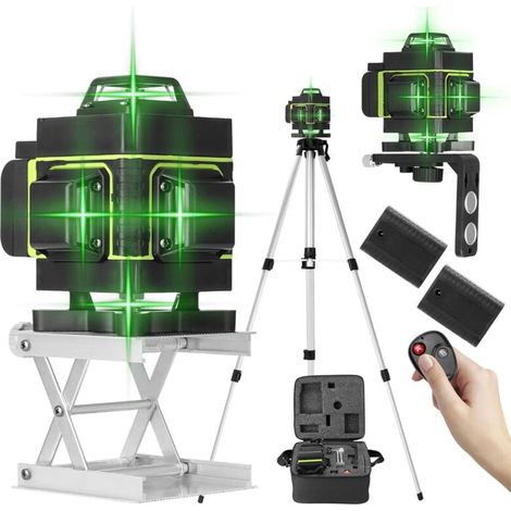 4d-nivelliergerät Mit 16 Linien – Selbstnivellierend ±3° – Reichweite 25 M – Grünes Licht 532 Nm – Doppelter Wiederaufladbarer Lithium-akku – Magnetische Halterung Und Fernbedienung