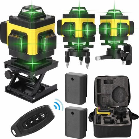 360° 4d Grüner Selbstnivellierender Laser – 16 Linien – 2 Akkus 1200 Mah – Genauigkeit ±0,2 Mm/10 M – Arbeitsreichweite 25 M