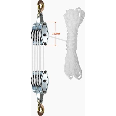 Seilzug 20 M – Maximale Traglast 1000 Kg – Drehbare Haken Aus Zinklegierung – Komplexe Installation Für Klimaanlagen