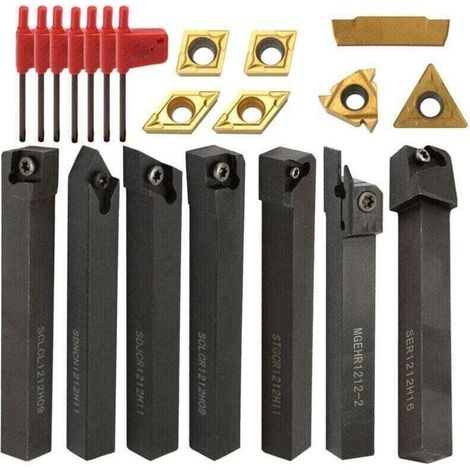 Drehwerkzeughalter, 21-teiliges Hartmetall-drehwerkzeug-set, 12 Mm Kohlenstoffstahl Mit Schlüsseln Für Drehmaschine