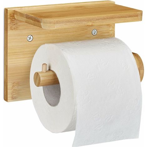 Toilettenpapierhalter Mit Stauraum Für Handy Und Feuchttücher, Bambus, Hlp 12x16x10,3 Cm, Natur