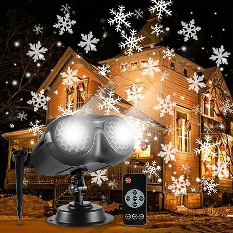 Led-projektor Für Draußen Mit Schneeflocken-effekt, Fernbedienung, Wasserdicht, 9w, Ip65, Bis Zu 50㎡ Abdeckung, Festliche Atmosphäre