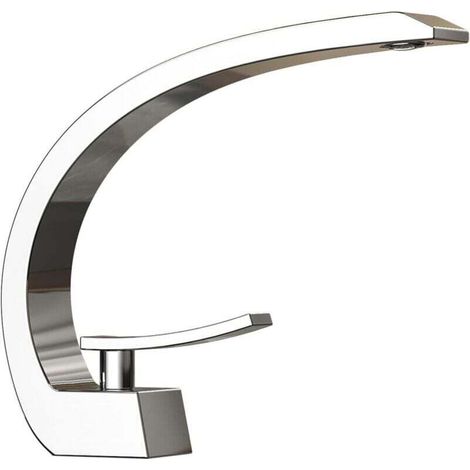 Moderne Einloch-waschtischarmatur Mit Einhebelgriff – Aufsatzarmatur Aus Gebürstetem Nickel/chrom – Geschwungene Silberne Mischbatterie