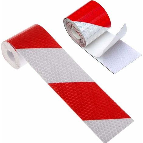 2 Stück Reflektierendes Warnband, Sicherheits-reflektorstreifen, Selbstklebende Folie In Weiß Und Rot, Fluoreszierendes Sicherheitsband Für Bessere Sichtbarkeit Bei Nacht, 5 Cm X 3 M
