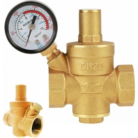 Dn20 Einstellbarer Messing-wasserdruckminderer Mit Manometer, Einstellbarer Messing-wasserdruckminderer (dn20-3/4 Zoll)
