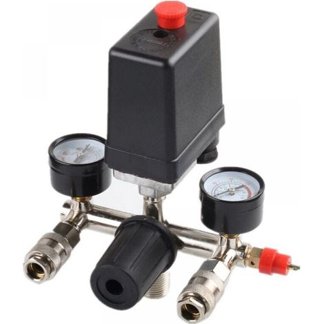 Treetalk – Druckregler Mit Druckschalter – Anzeige 0-12 Bar – Männlicher Anschluss 20,67 Mm – Integriertes Sicherheitsventil – Komplette Installation Für Druckluft