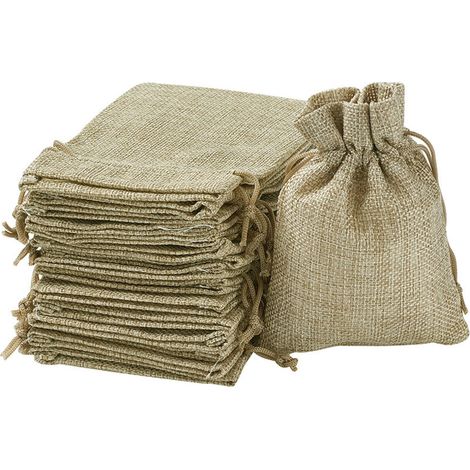Set Aus 100 Beuteln Aus Natürlichem Leinen, 13,5 X 9,5 Cm – Kordelzug Für Geschenkverpackung – Aufbewahrung Für Schlüssel, Schmuck, Süßigkeiten