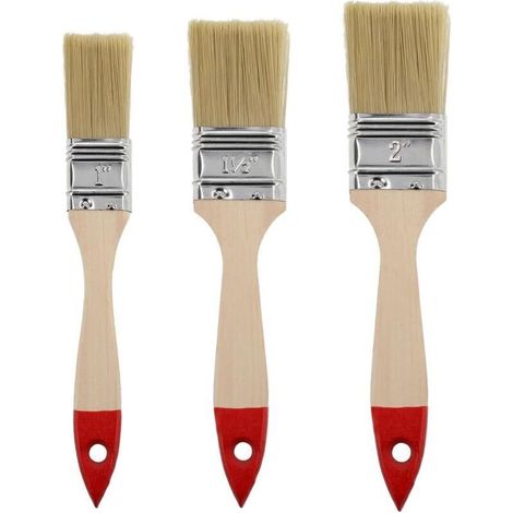 3-teiliges Set Flacher Pinsel, Breite 1 Zoll, 1,5 Zoll, 2 Zoll, Malpinsel-set Mit Holzgriff