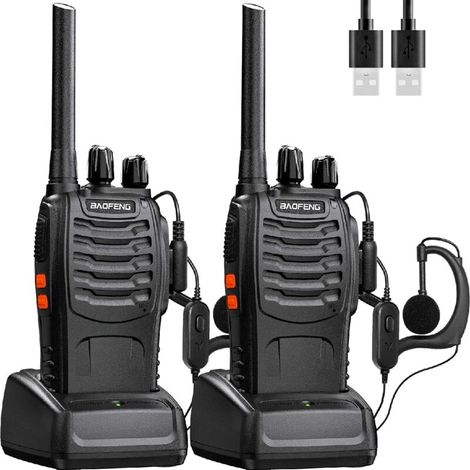 Professionelles Walkie-talkie Mit 16 Kanälen, Pmr-langstrecke 10 Km, Wiederaufladbar Mit 1500-mah-akku, Inklusive Headset Und Usb-ladegerät