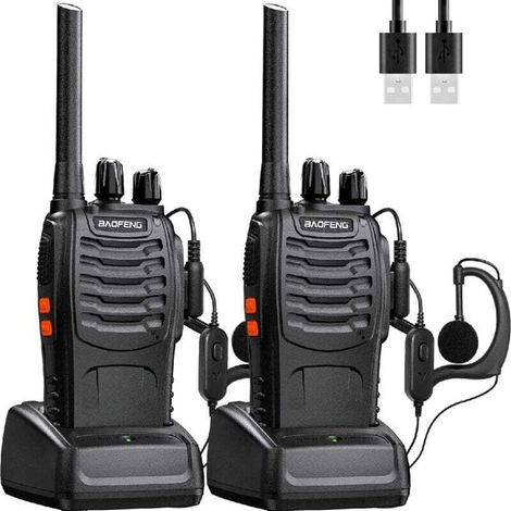 Professionelles Walkie-talkie Mit 16 Kanälen, Pmr, Große Reichweite Von 10 Km, Wiederaufladbar Mit 1500-mah-akku, Inklusive Ohrhörer Und Usb-ladegerät