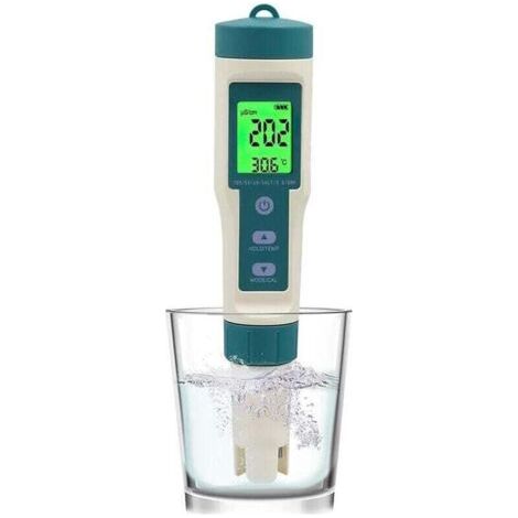 8-in-1 Elektronischer Ph-tester Für Pools, Whirlpools, Aquarien, Trinkwasser Und Hydroponik: Messung Von Ph-wert, Tds, Salzgehalt, Dichte, Orp, Elektrischer Leitfähigkeit, Temperatur Und Wasserstoff
