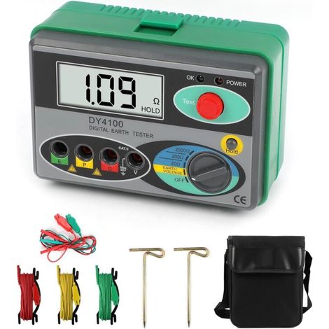 2000ω Erdwiderstandstester – Digital Lcd – Genauigkeit ±2% – Wasserdicht Für Außenbereich – Messung Bis 30v