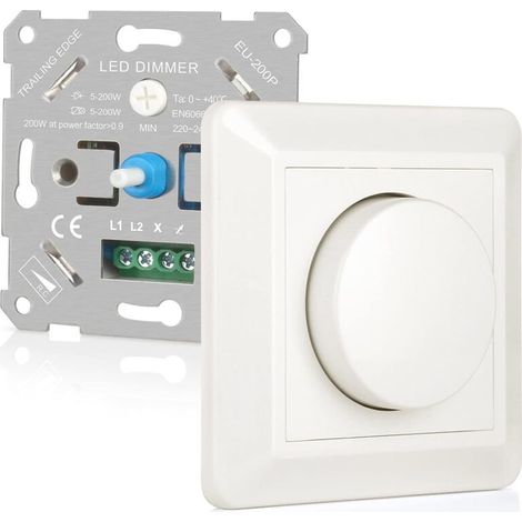 Led-dimmer 5-200w, Dimmbarer Led-schalter 220v-240v, Drehdimmer Für Dimmbare Led-, Glüh- Und Halogenlampen. Leise Und Energieeffizient.
