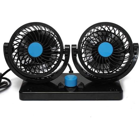 Doppelkopf-ventilator – 360° Drehbar – Verstellbar – Fürs Auto – Leise – 2 Geschwindigkeiten – 12 V – Für Armaturenbrett – Elektrisch – Für Klimaanlage, Luftzirkulation Im Sommer