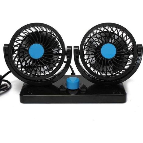 Doppelkopf-ventilator - 360° Drehbar - Verstellbar - Für Das Auto - Leise - 2 Geschwindigkeiten - 12 V - Für Armaturenbrett - Elektrisch - Für Klimaanlage, Luftzirkulation Im Sommer