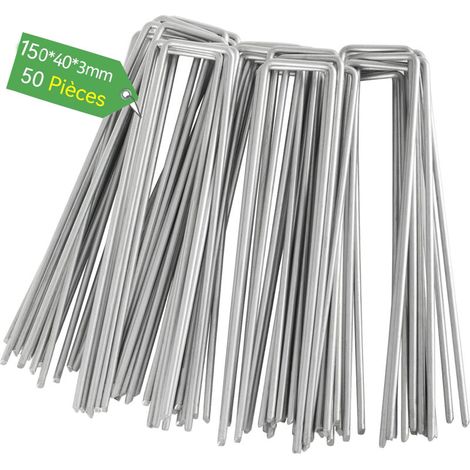 50er Set Verzinkte Stahlklammern 150x40x3mm – Befestigung Für Kunstrasen Und Unkrautschutznetze – Rostbeständig - 50 Stück