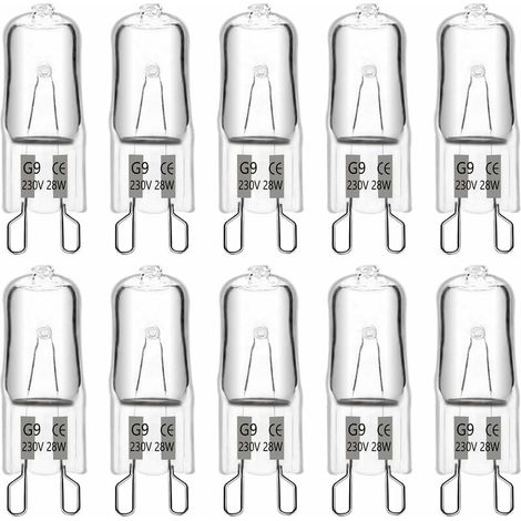 Halogen-glühbirne G9 28w 230v, 370lm 2700k Warmweiß Dimmbar, G9 Kapselglühlampen, Für Kronleuchter, Landschaftslampen, Wandleuchten, Schrankbeleuchtung, 10er-pack