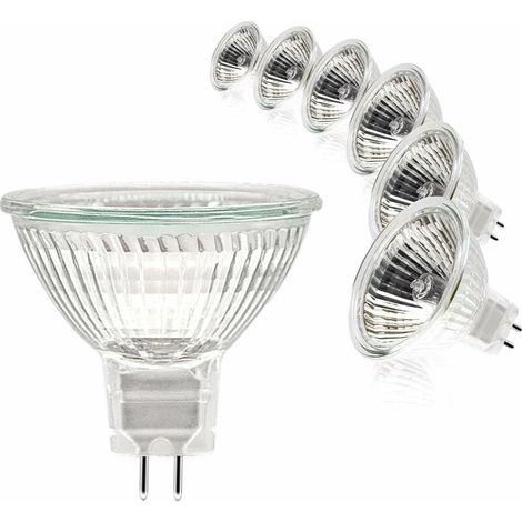 Halogenlampen, Mr16-spotlampe, 12v 35w Lampe, Dimmbare Mr16 Gu5.3-lampe, 2-polige Halogenlampen Warmweiß 2700k, Glasabdeckung Für Deckenleuchte, 6er-pack