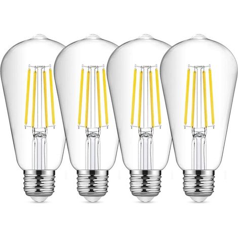 Led-glühlampe E27 St64, Vintage-lampe Kaltweiß 8 W 6500 K, Edison-vintage-glühbirne, Antike Retro-lampe, Entspricht Einer 80-w-glühbirne, 4er-pack