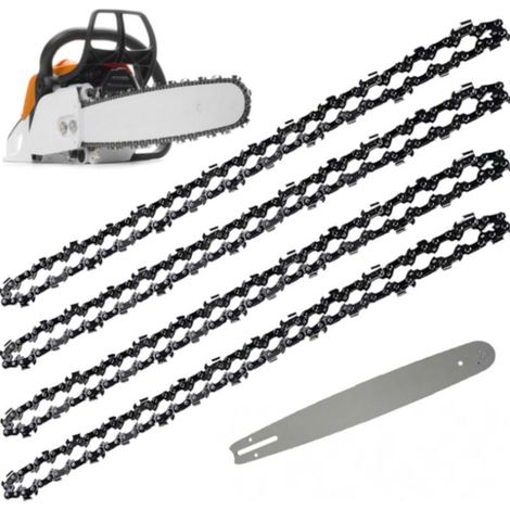 Führungsschiene Und 4 Kettensägenketten, 52 Glieder, Teilung 3/8", Stärke 0,05", Für Präzises Schneiden Von Hartholz, 14" (35 Cm)
