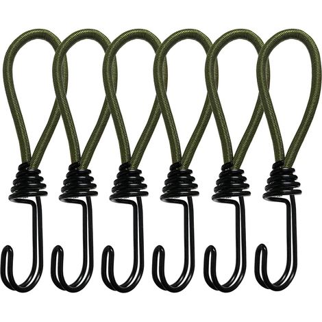 Vert - 6-teiliges Gummiseil-set Mit Haken, 15 Cm Spanngummi Mit Spiralhaken, Für Camping, Gepäck Und Planen
