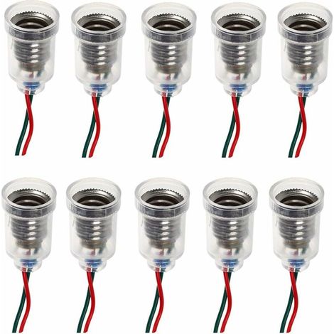 10er-set E10-fassungen Mit 20 Cm Kabeln – Halter Für Led-glühbirnen Bis Zu 30 W – Für Experimente Und Heimwerken - 10 Stück