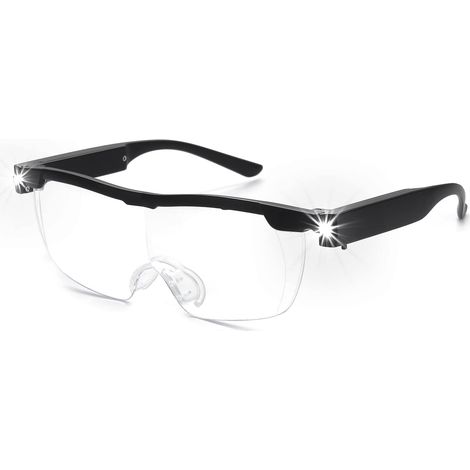 Lupenbrille 180 % Mit Wiederaufladbarer Led-beleuchtung - Starke Vergrößerungsbrille - Freisprechbrille Für Naharbeit, Handwerk, Juweliere, Lesen Und Hobby