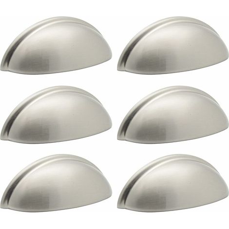 6 Moderne Schalen-griffe Für Schranktüren Und Schubladen, 76 Mm (3 Zoll) Lochabstand, Gebürstetes Nickel