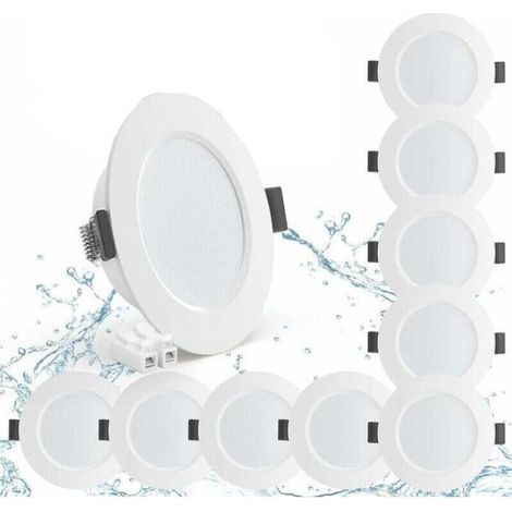 10er-pack Einbau-led-spots 5w Ip44 98mm, Neutralweiß 4000k, Wasserdichte Einbauleuchte 450lm, Extra Flache Led-spots 25mm, Deckenspots 230v Für Badezimmer, Wohnzimmer, Küche, Ausschnitt 70-88mm