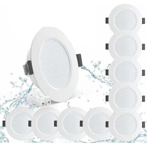 10er Set Einbau-led-spots 5w Ip44 98mm, Neutralweiß 4000k, Wasserdichte Einbauleuchte 450lm, Extra Flache Led-spots 25mm, Deckenspots 230v Für Badezimmer, Wohnzimmer, Küche, Ausschnitt 70-88mm
