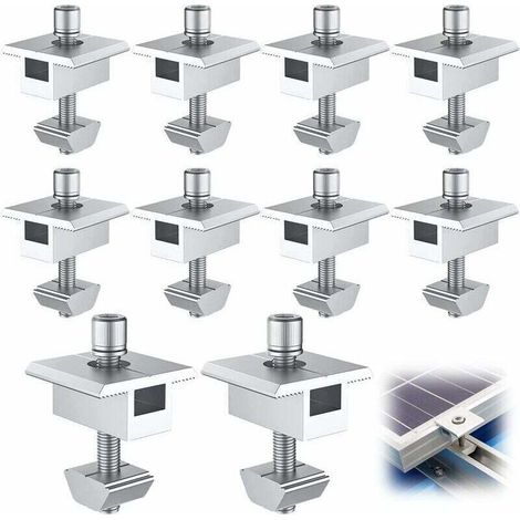 10 Stück Solarpanel-halterungen Aus Aluminium, T-förmige Mittelklemmen, Pv-solarpanel-befestigung, Zentrale Dachmontage-halterung, Für Gerahmte Paneele Mit 30 Mm Rahmenstärke (35 Mm) Minkur